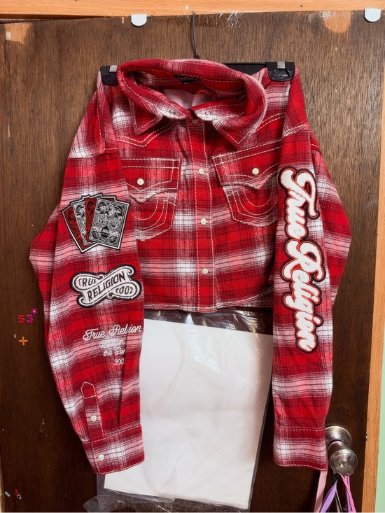 True Religion Tops - True Religion Red Plaid Kids Button-Down Shirt Jacket